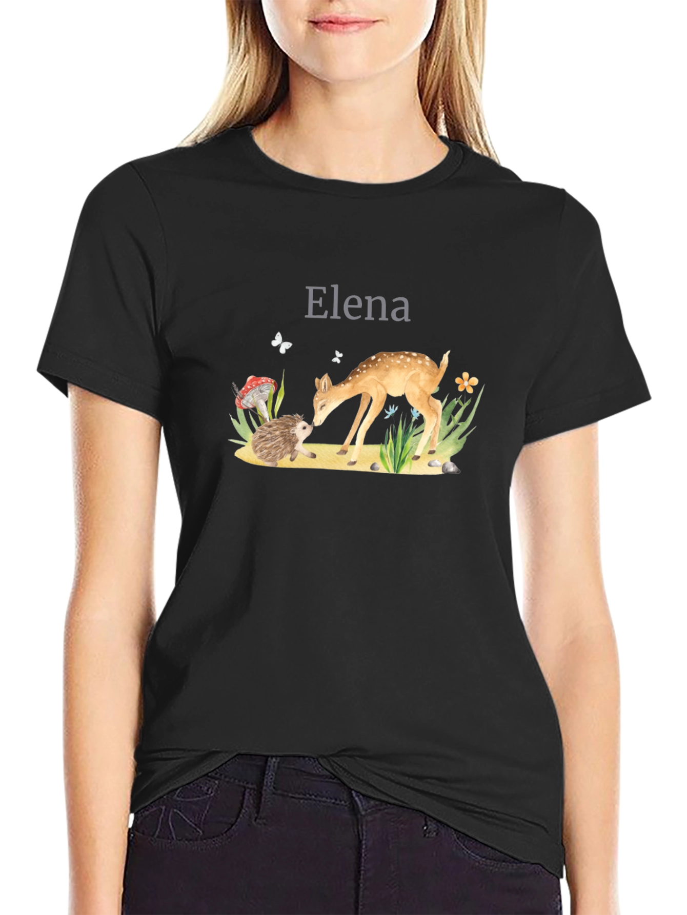 Elena Forest Friends Black T-Shirt