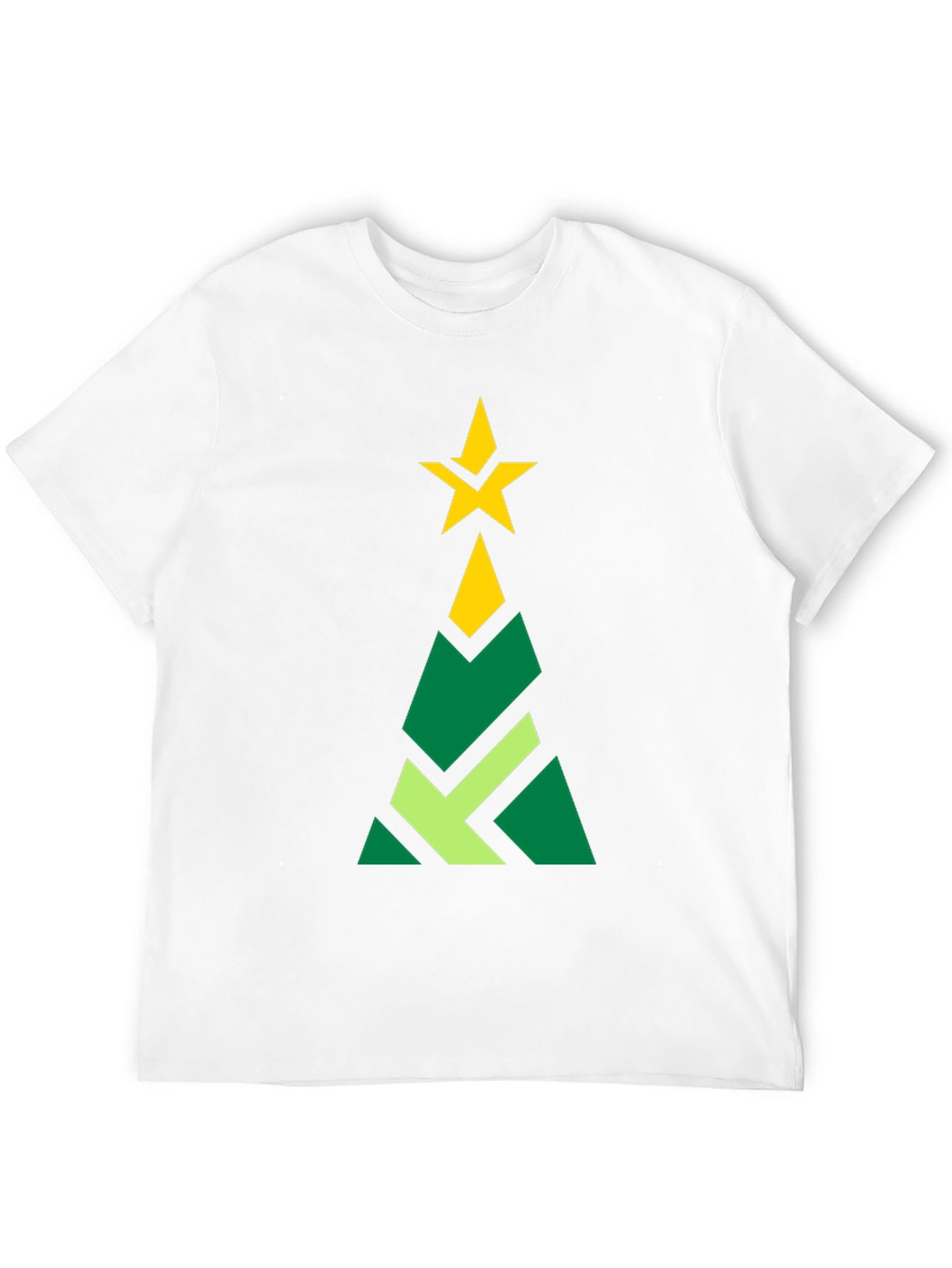 Geometric Christmas Tree Graphic Tee - Black