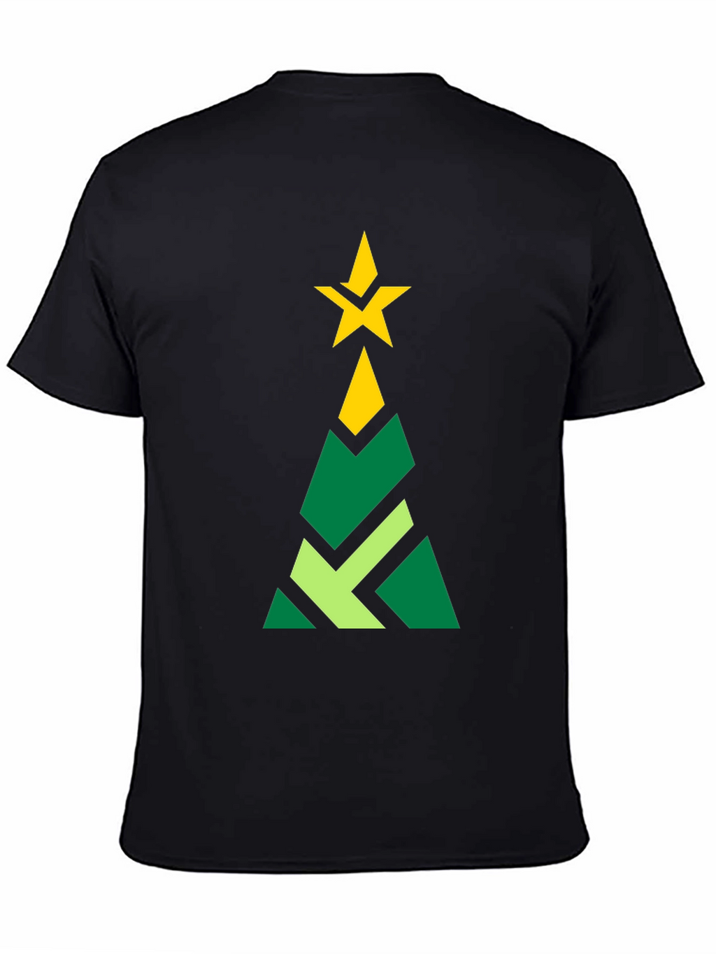 Geometric Christmas Tree Graphic Tee - Black