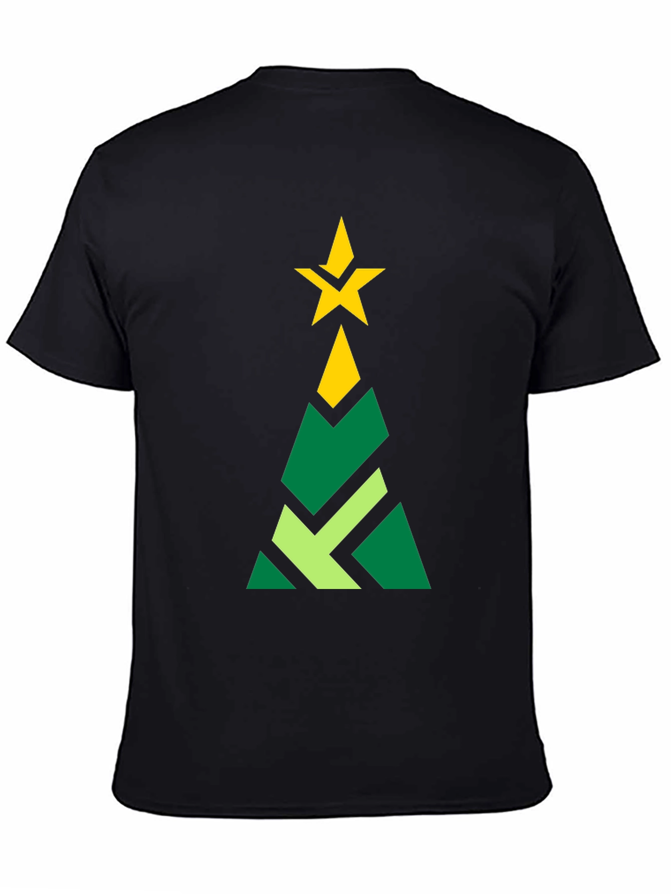 Geometric Christmas Tree Graphic Tee - Black
