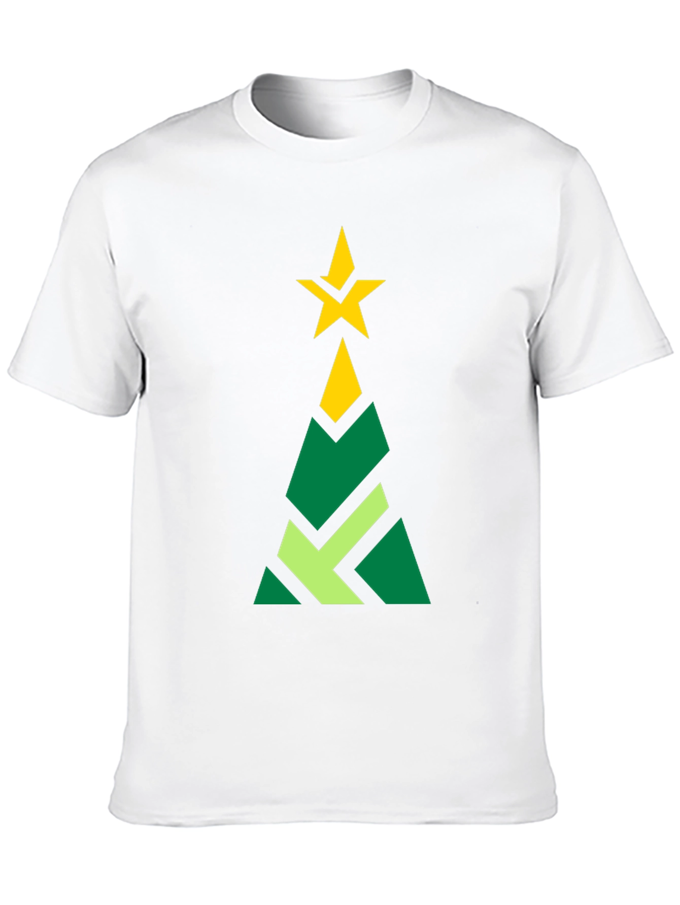 Geometric Christmas Tree Graphic Tee - Black