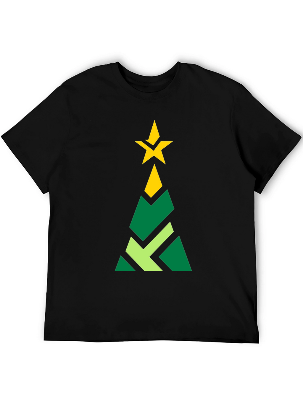 Geometric Christmas Tree Graphic Tee - Black