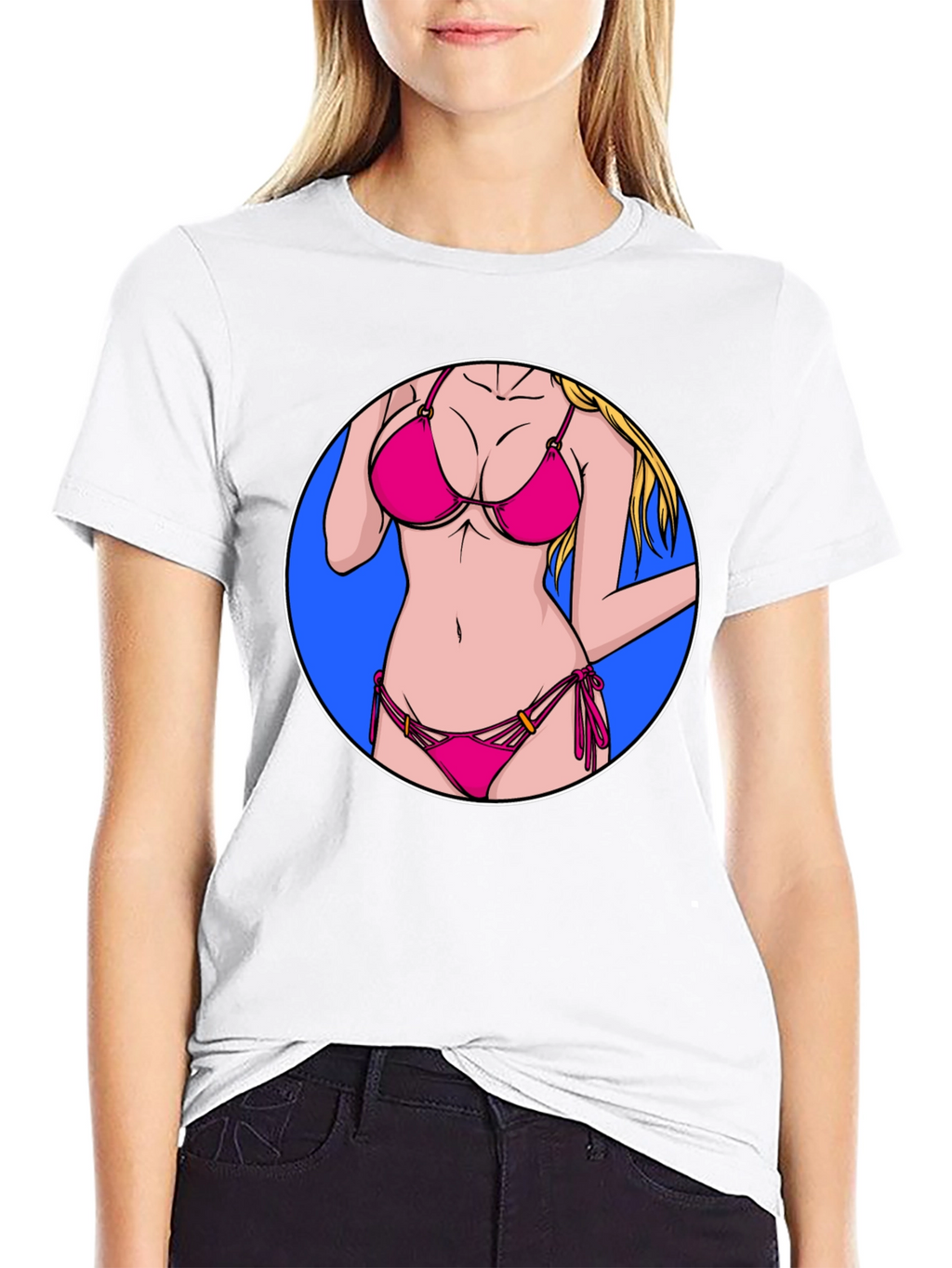 Bikini Girl Graphic T-Shirt - Black Cotton Tee