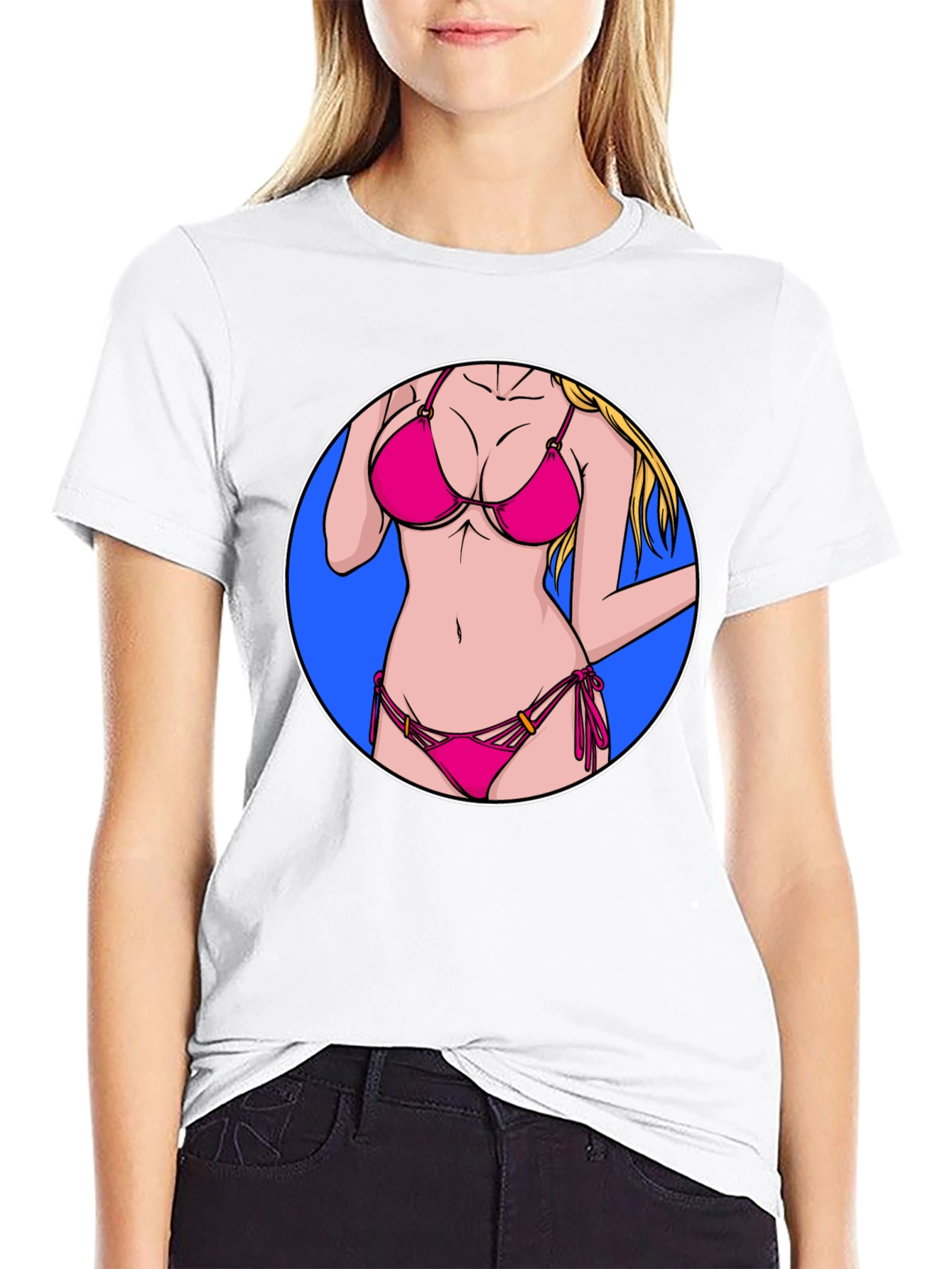 Bikini Girl Graphic T-Shirt - Black Cotton Tee