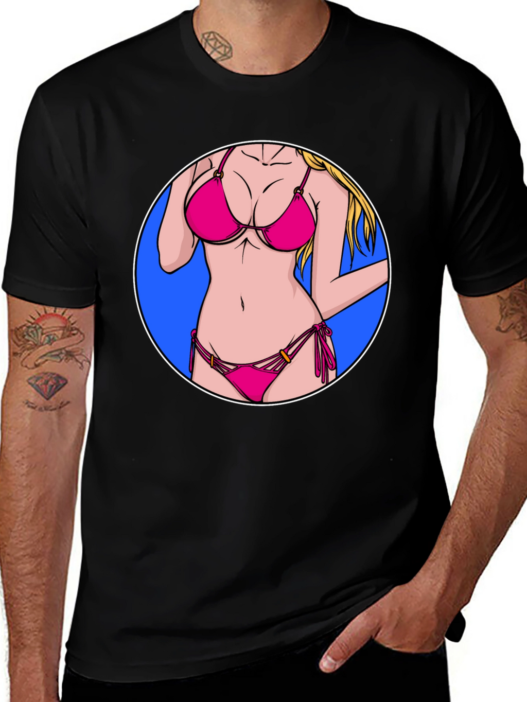 Bikini Girl Graphic T-Shirt - Black Cotton Tee