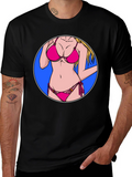Bikini Girl Graphic T-Shirt - Black Cotton Tee