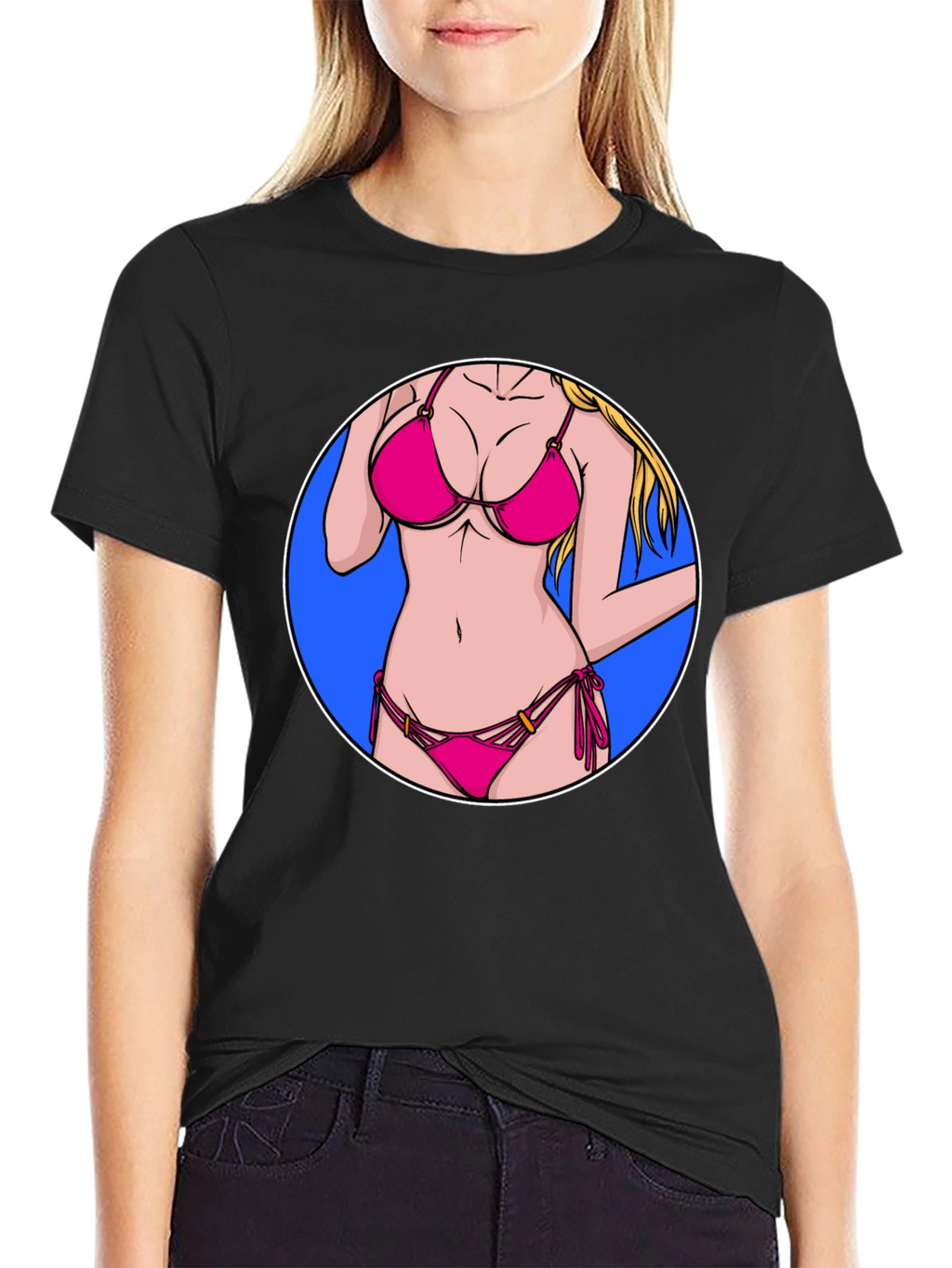 Bikini Girl Graphic T-Shirt - Black Cotton Tee