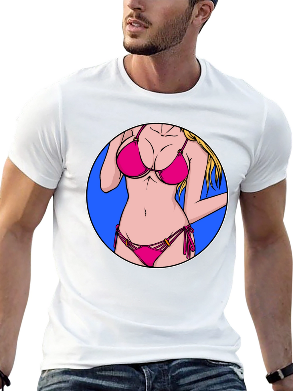 Bikini Girl Graphic T-Shirt - Black Cotton Tee