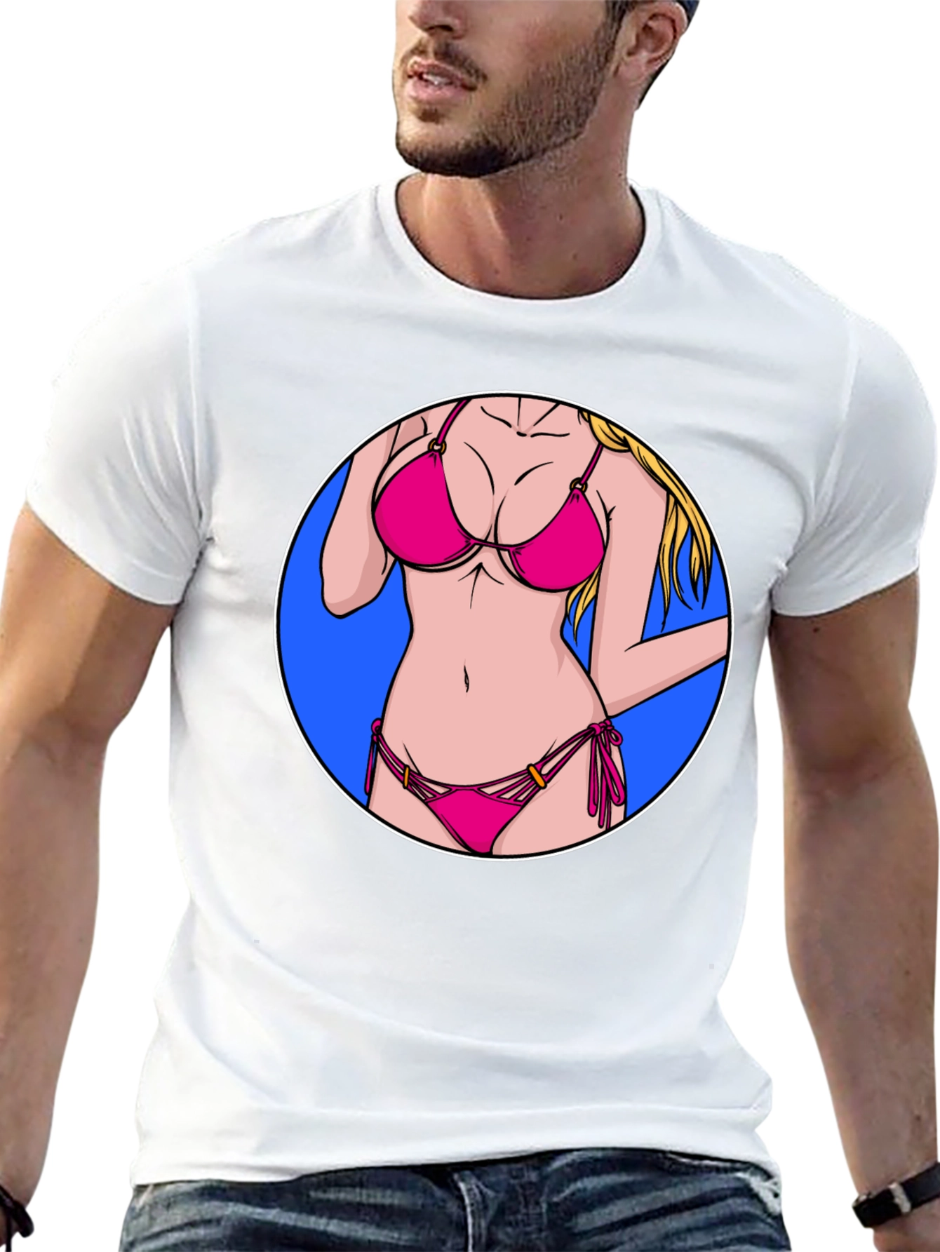 Bikini Girl Graphic T-Shirt - Black Cotton Tee
