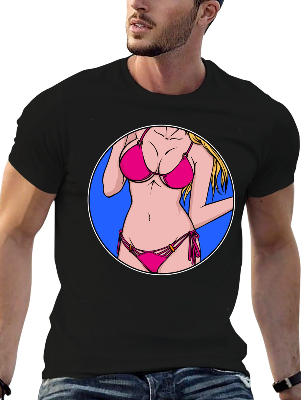 Bikini Girl Graphic T-Shirt - Black Cotton Tee