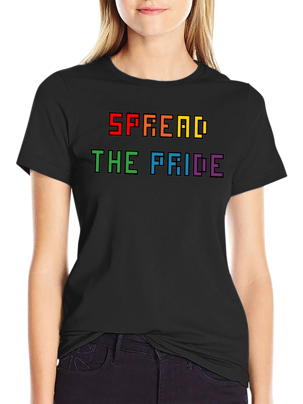 Spread the Pride T-Shirt - Rainbow Pixel Design