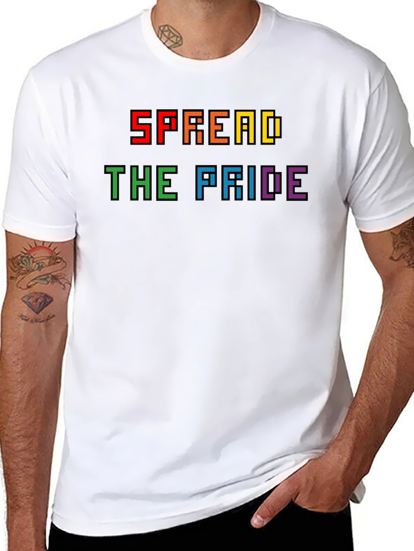 Spread the Pride T-Shirt - Rainbow Pixel Design