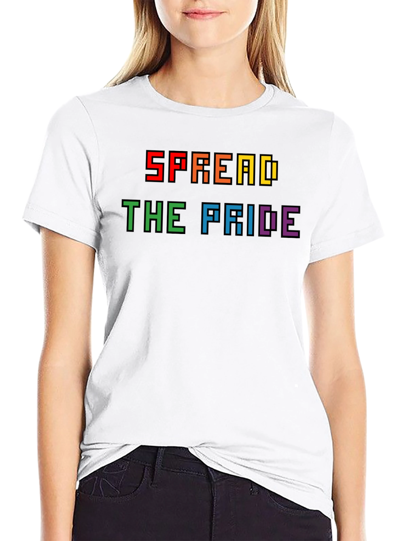 Spread the Pride T-Shirt - Rainbow Pixel Design