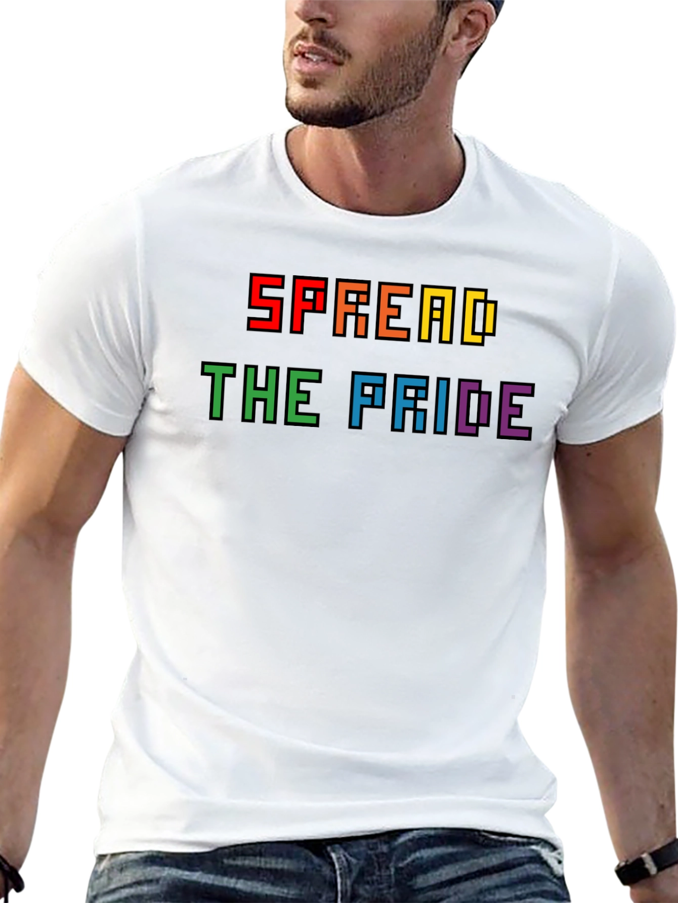Spread the Pride T-Shirt - Rainbow Pixel Design
