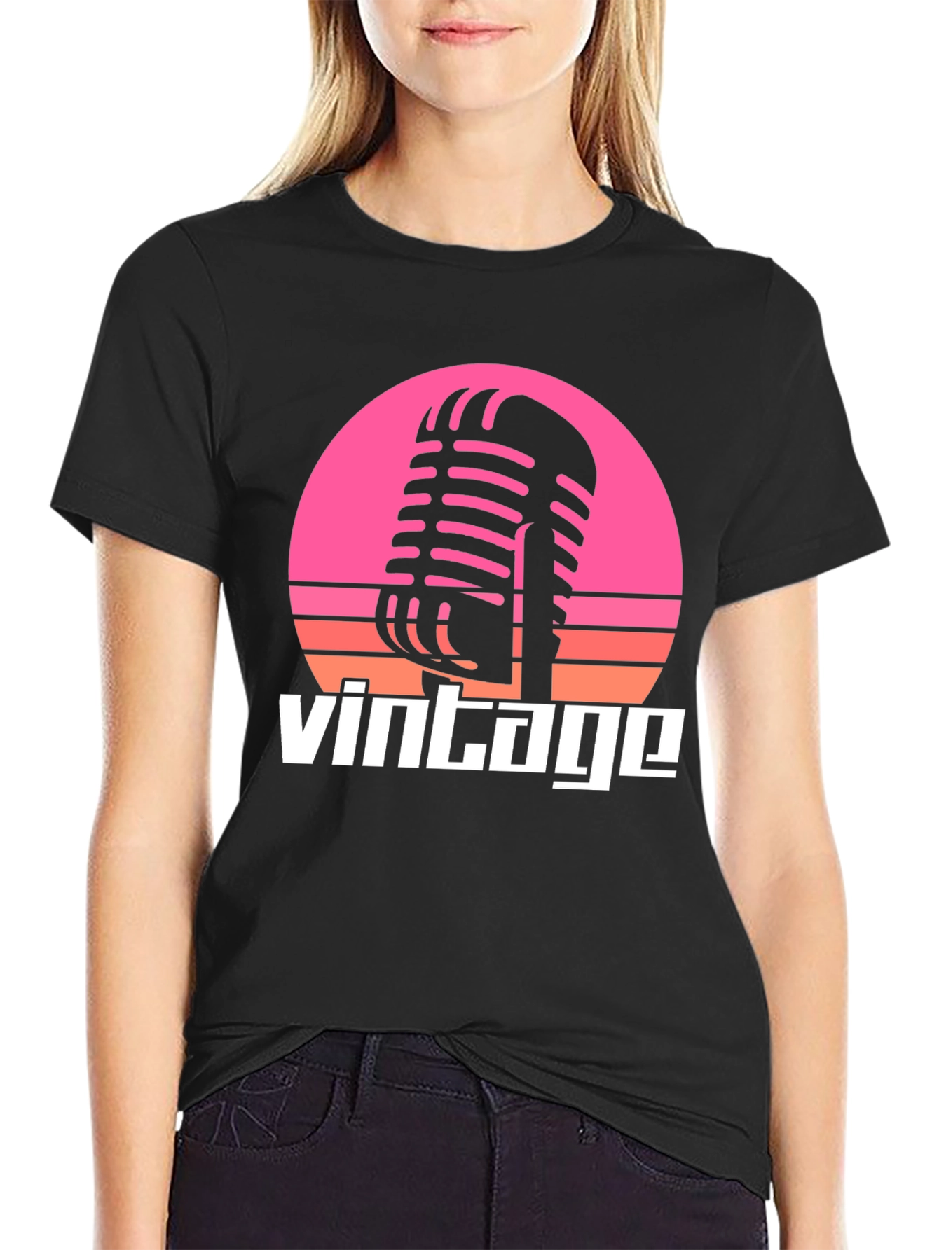Retro Microphone Vintage T-Shirt - Classic Music Style