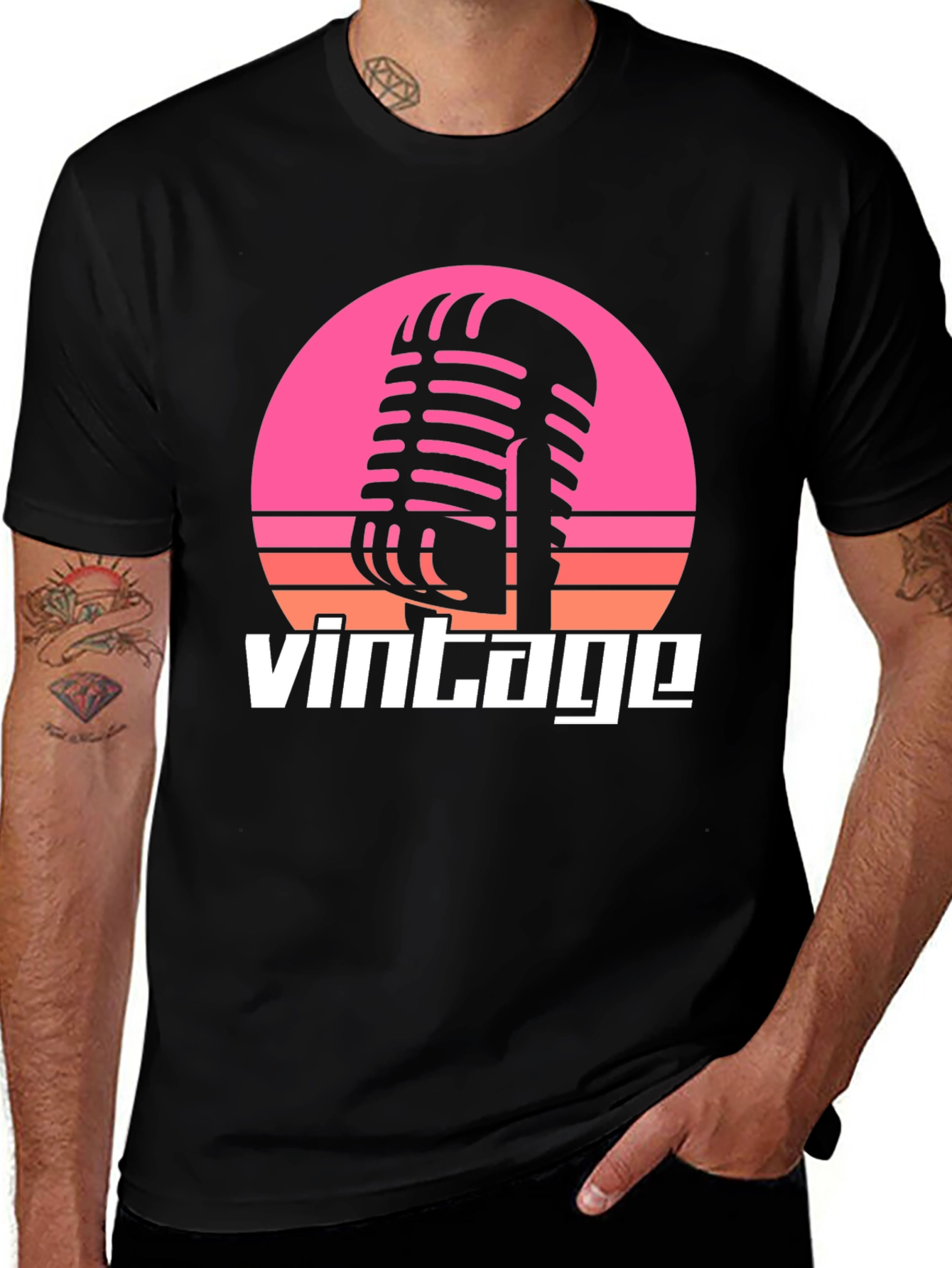 Retro Microphone Vintage T-Shirt - Classic Music Style