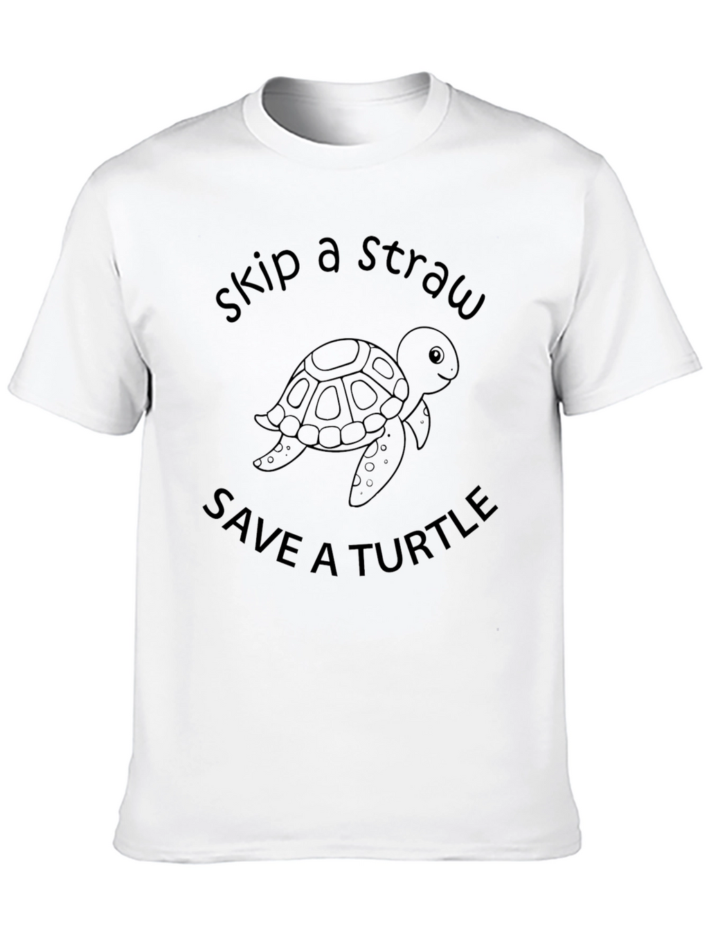 Skip a Straw Save a Turtle Black T-Shirt