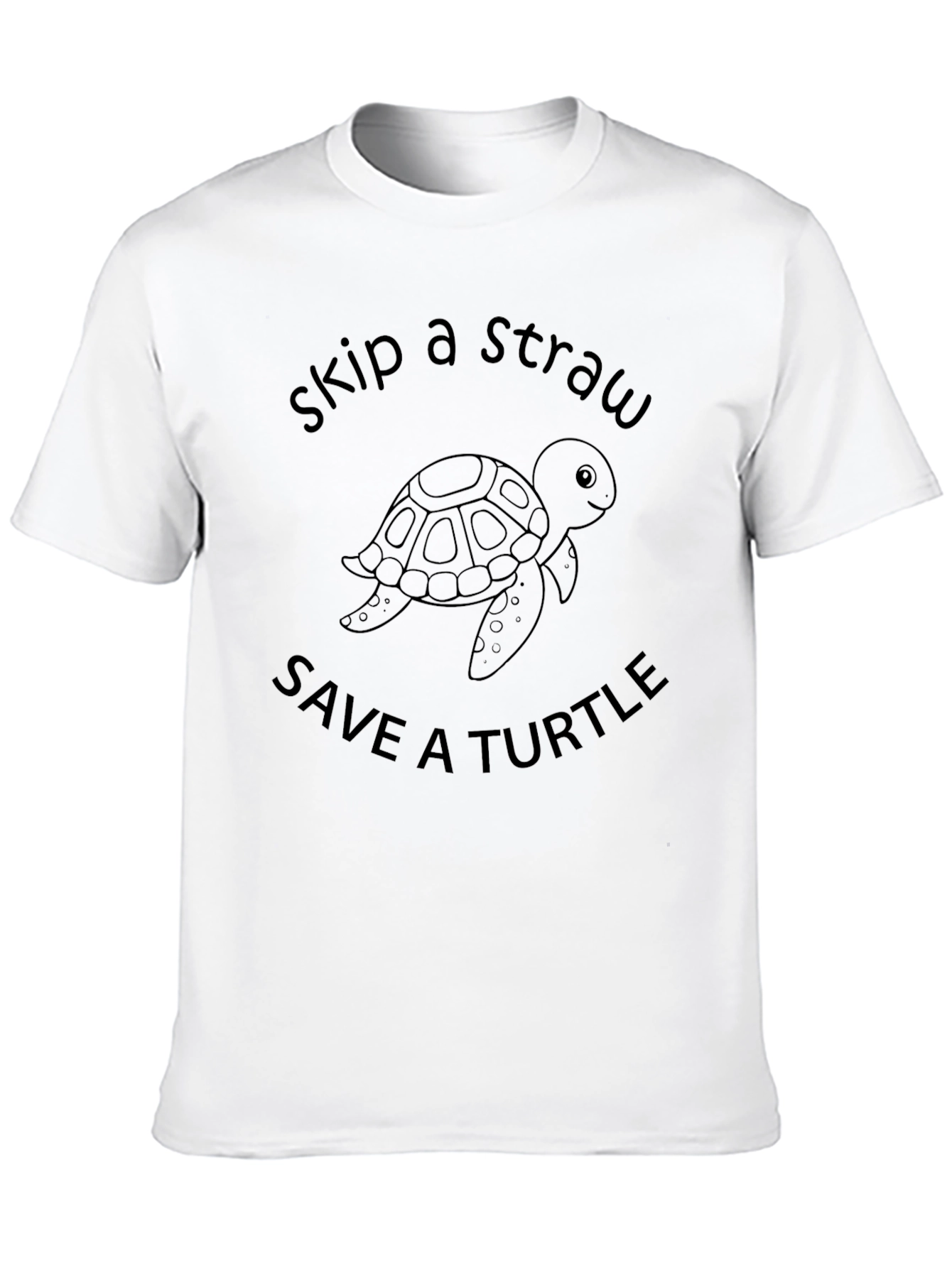 Skip a Straw Save a Turtle Black T-Shirt