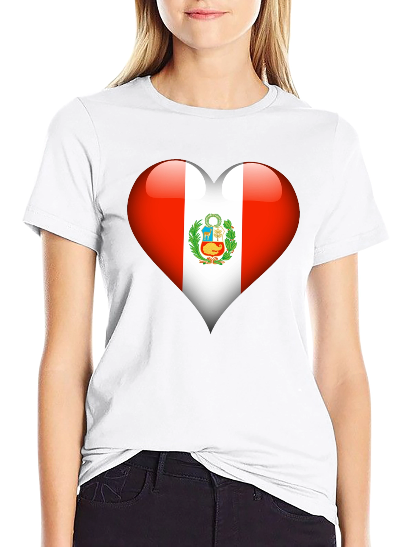 Peru Flag Heart T-Shirt - Show Your Pride