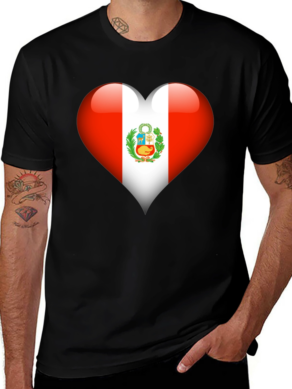 Peru Flag Heart T-Shirt - Show Your Pride