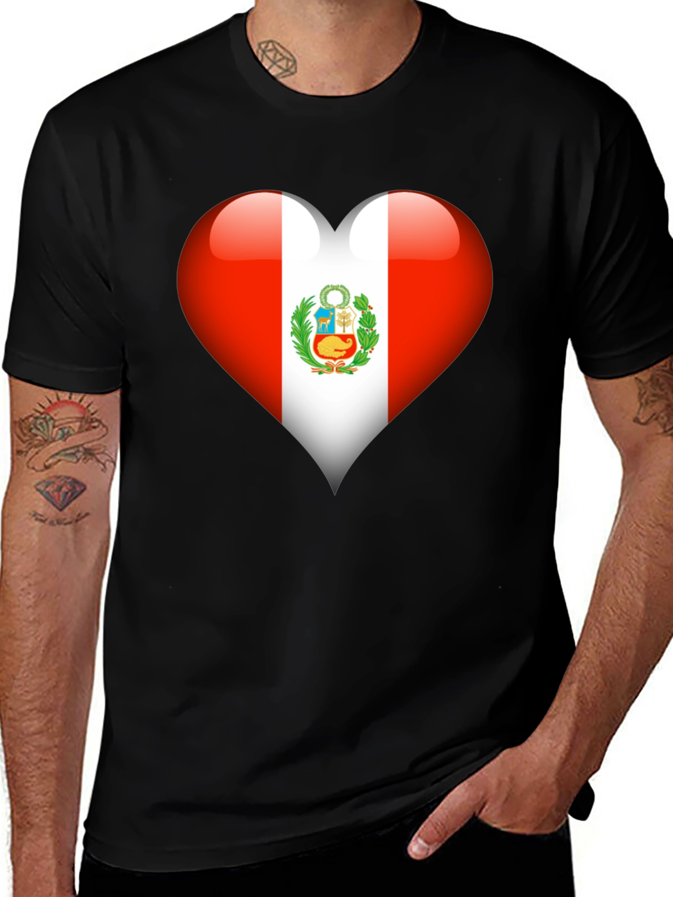 Peru Flag Heart T-Shirt - Show Your Pride