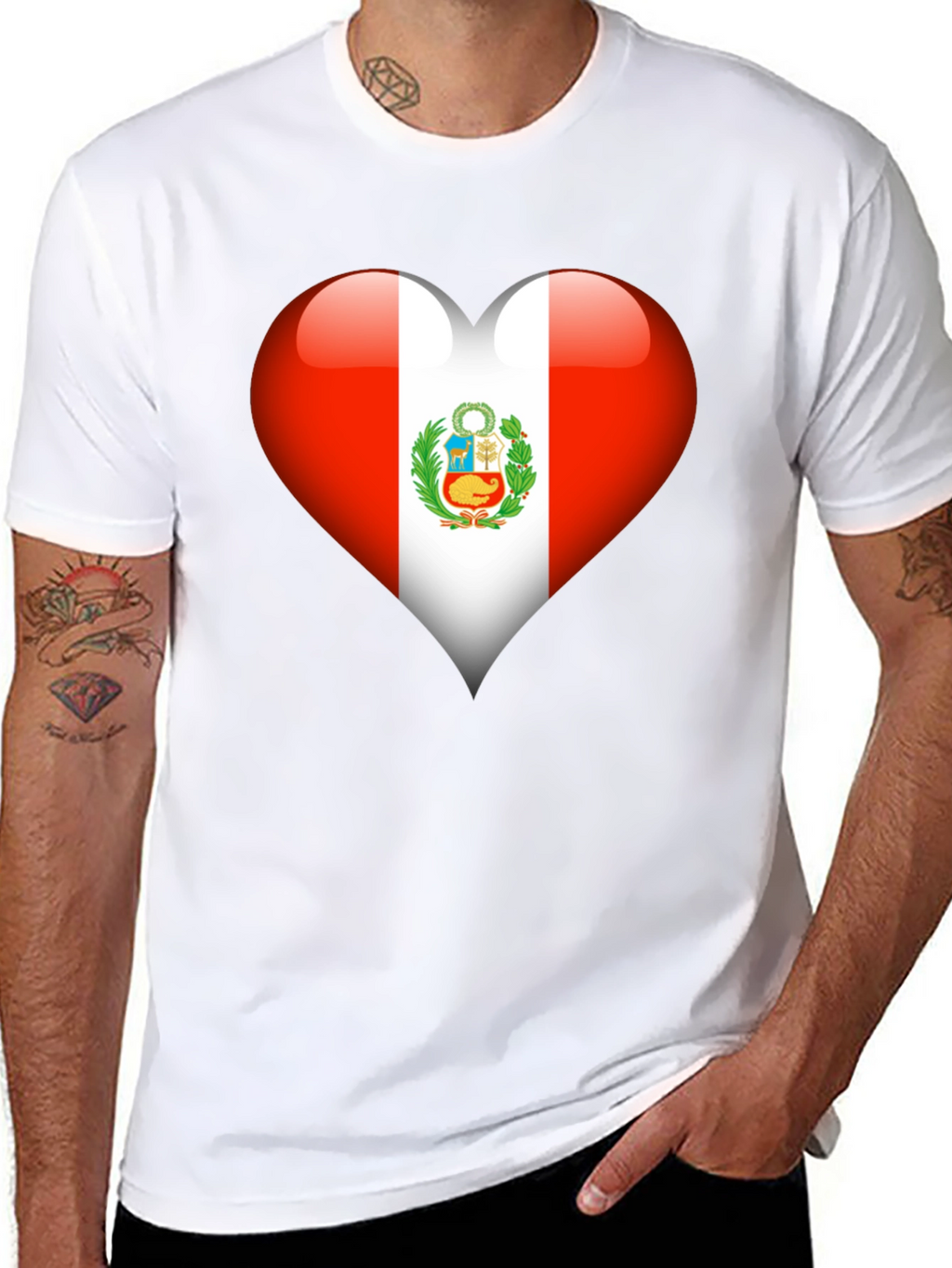 Peru Flag Heart T-Shirt - Show Your Pride
