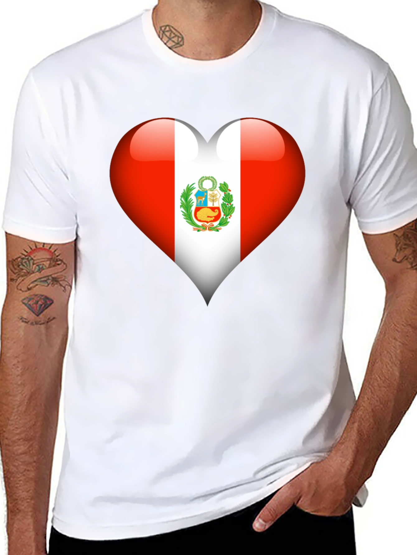 Peru Flag Heart T-Shirt - Show Your Pride
