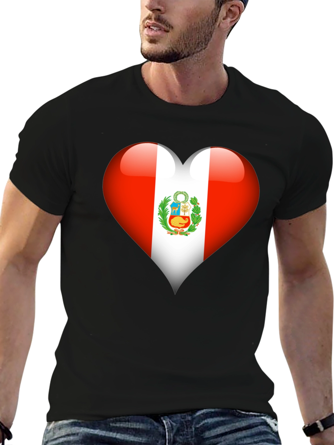 Peru Flag Heart T-Shirt - Show Your Pride