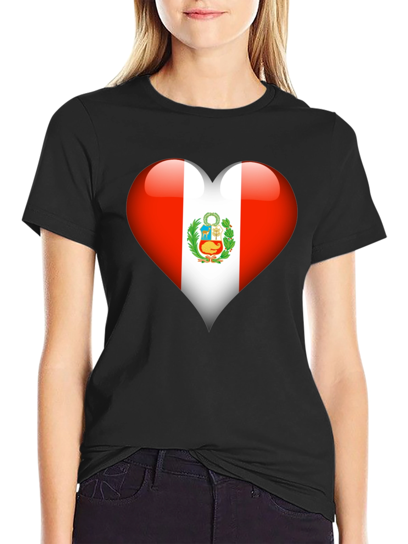 Peru Flag Heart T-Shirt - Show Your Pride