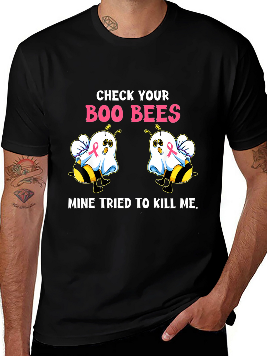 Boo Bees T-Shirt Breast Cancer Awareness Halloween Tee