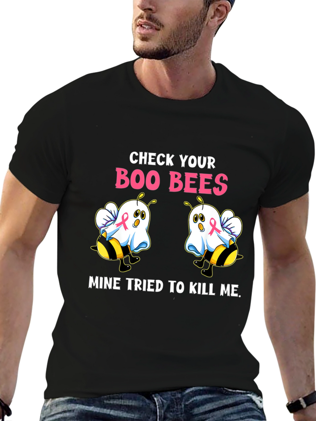 Boo Bees T-Shirt Breast Cancer Awareness Halloween Tee