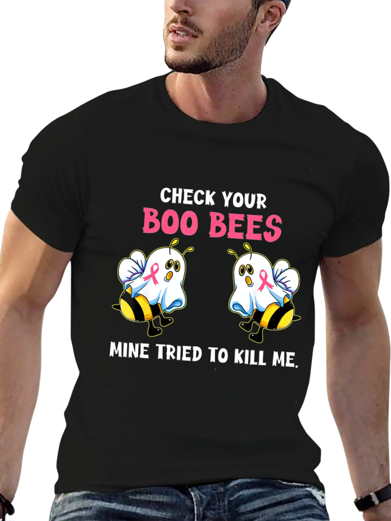 Boo Bees T-Shirt Breast Cancer Awareness Halloween Tee