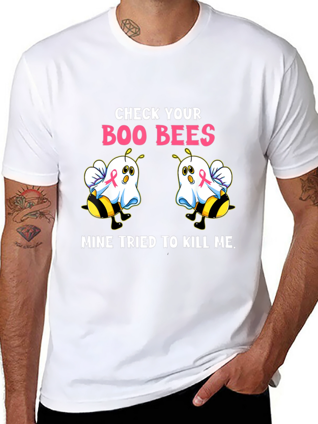 Boo Bees T-Shirt Breast Cancer Awareness Halloween Tee