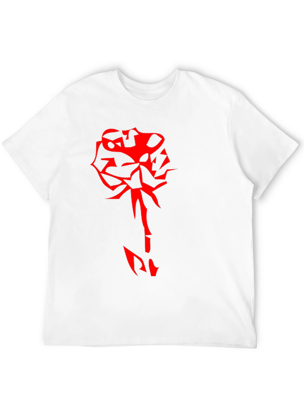 Edgy Red Rose Graphic Black T-Shirt