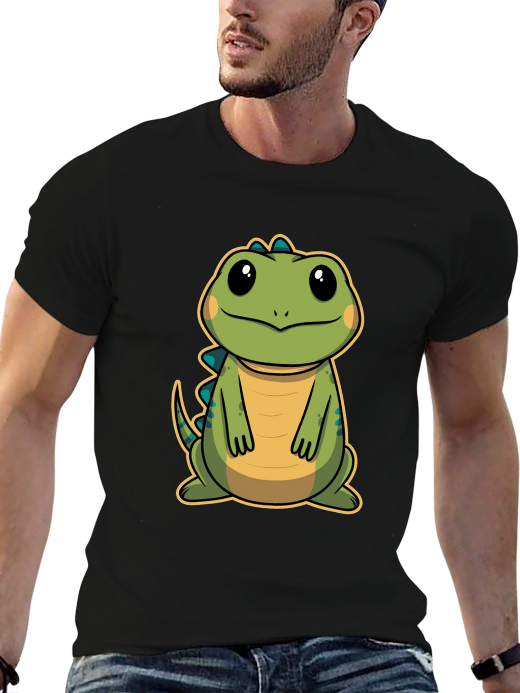 Cute Cartoon Dinosaur T-Shirt - Black