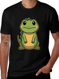 Cute Cartoon Dinosaur T-Shirt - Black