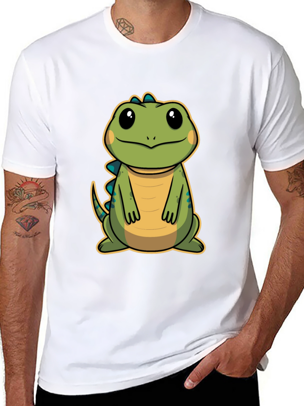 Cute Cartoon Dinosaur T-Shirt - Black