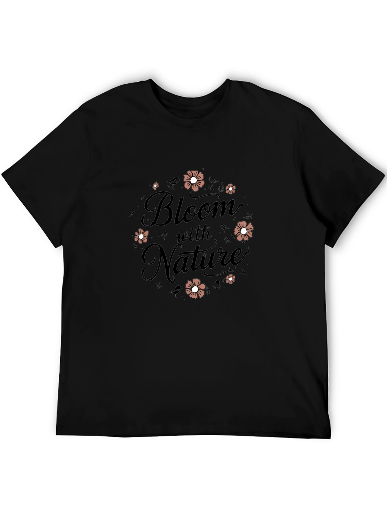 Bloom With Nature Black T-Shirt