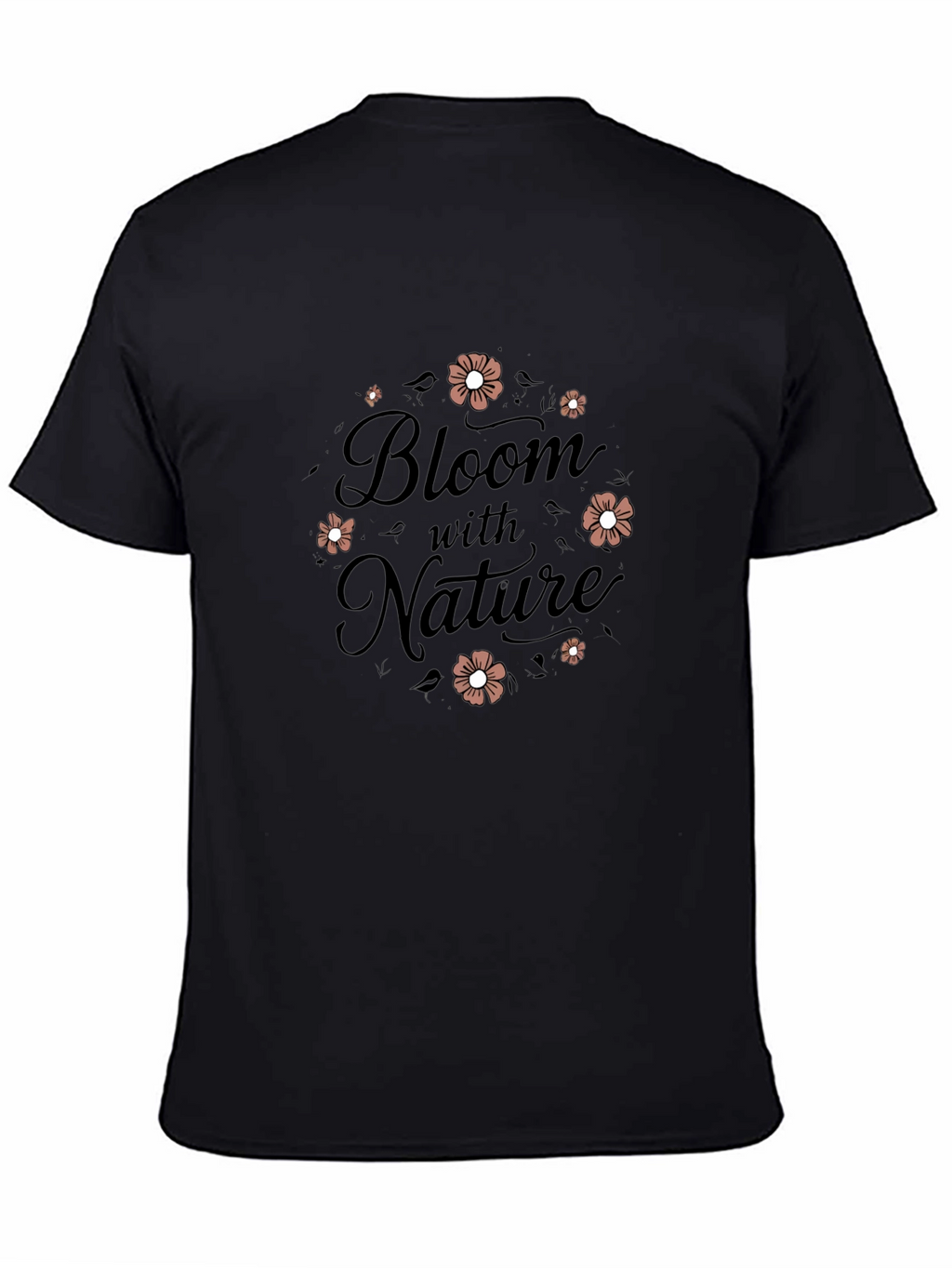 Bloom With Nature Black T-Shirt