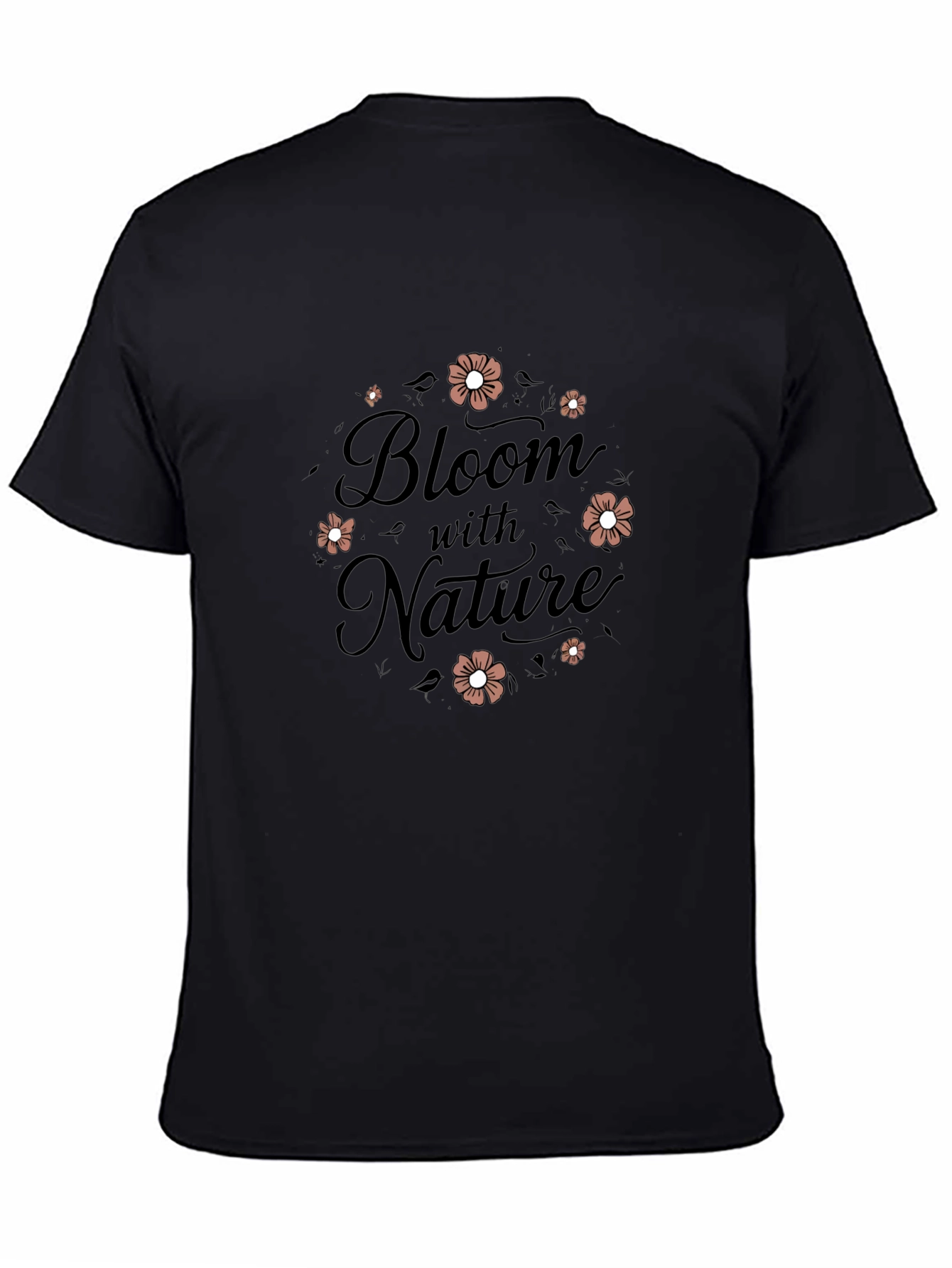 Bloom With Nature Black T-Shirt