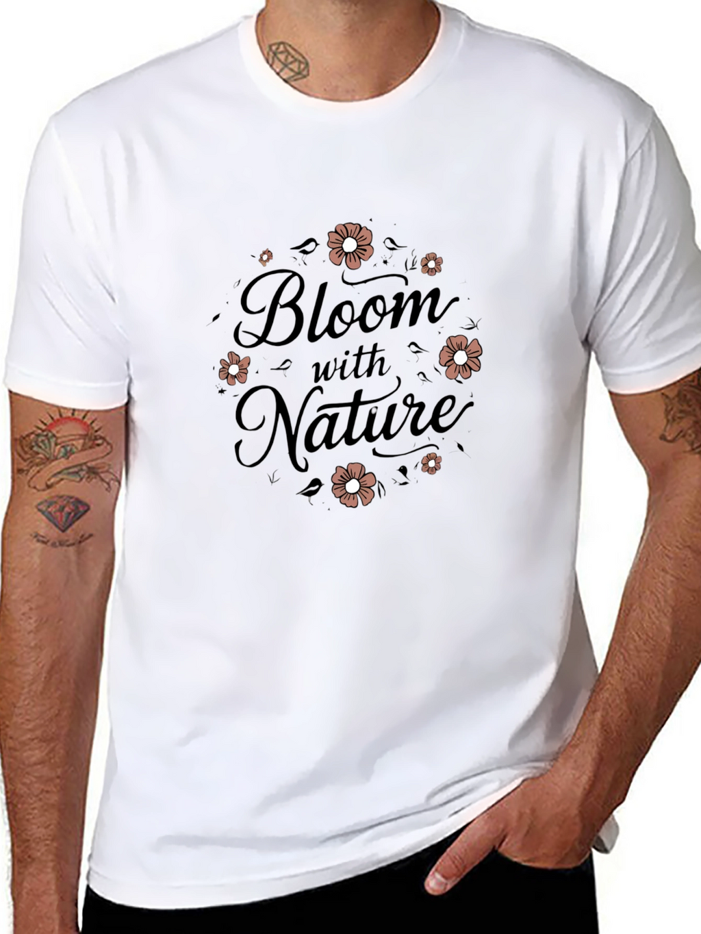 Bloom With Nature Black T-Shirt