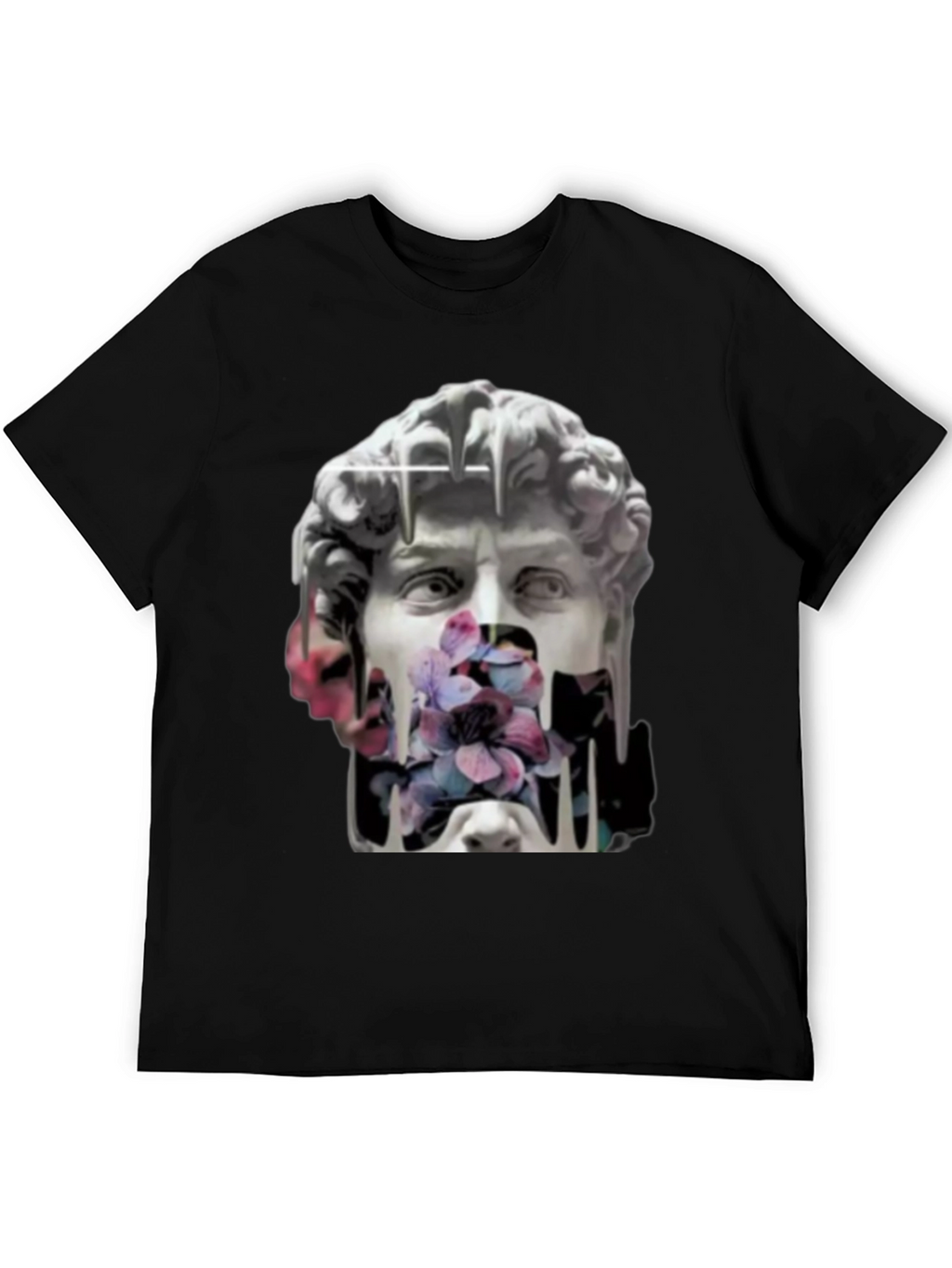 David Statue Floral Art T-Shirt - Black