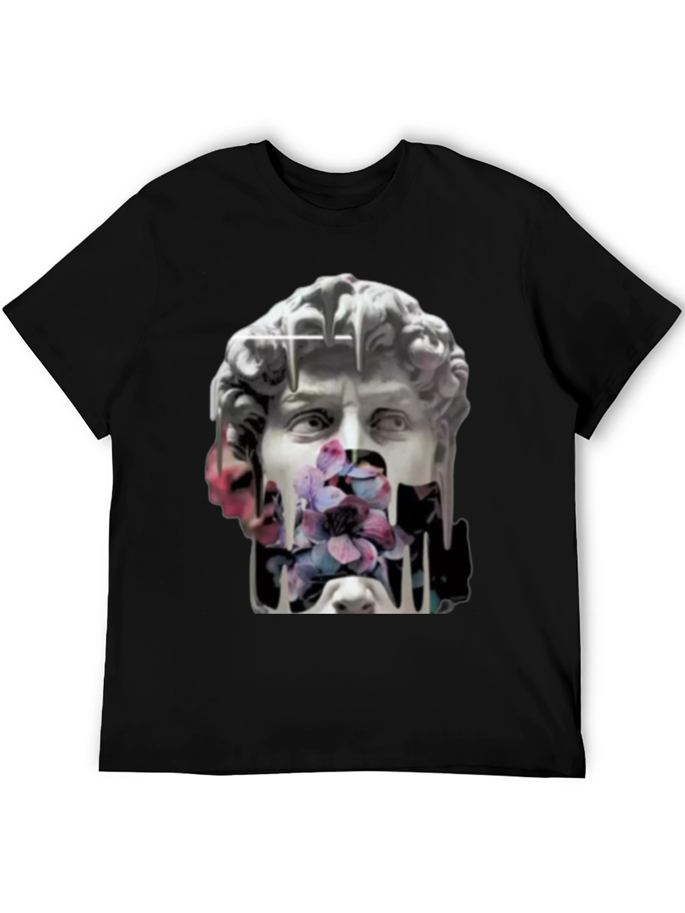 David Statue Floral Art T-Shirt - Black