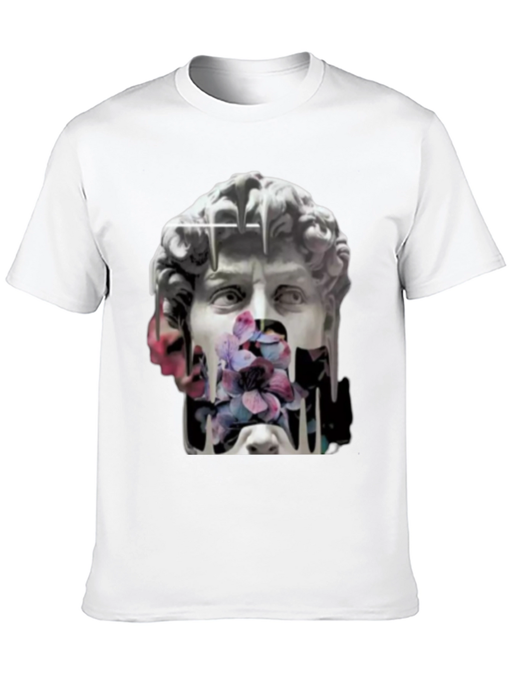 David Statue Floral Art T-Shirt - Black