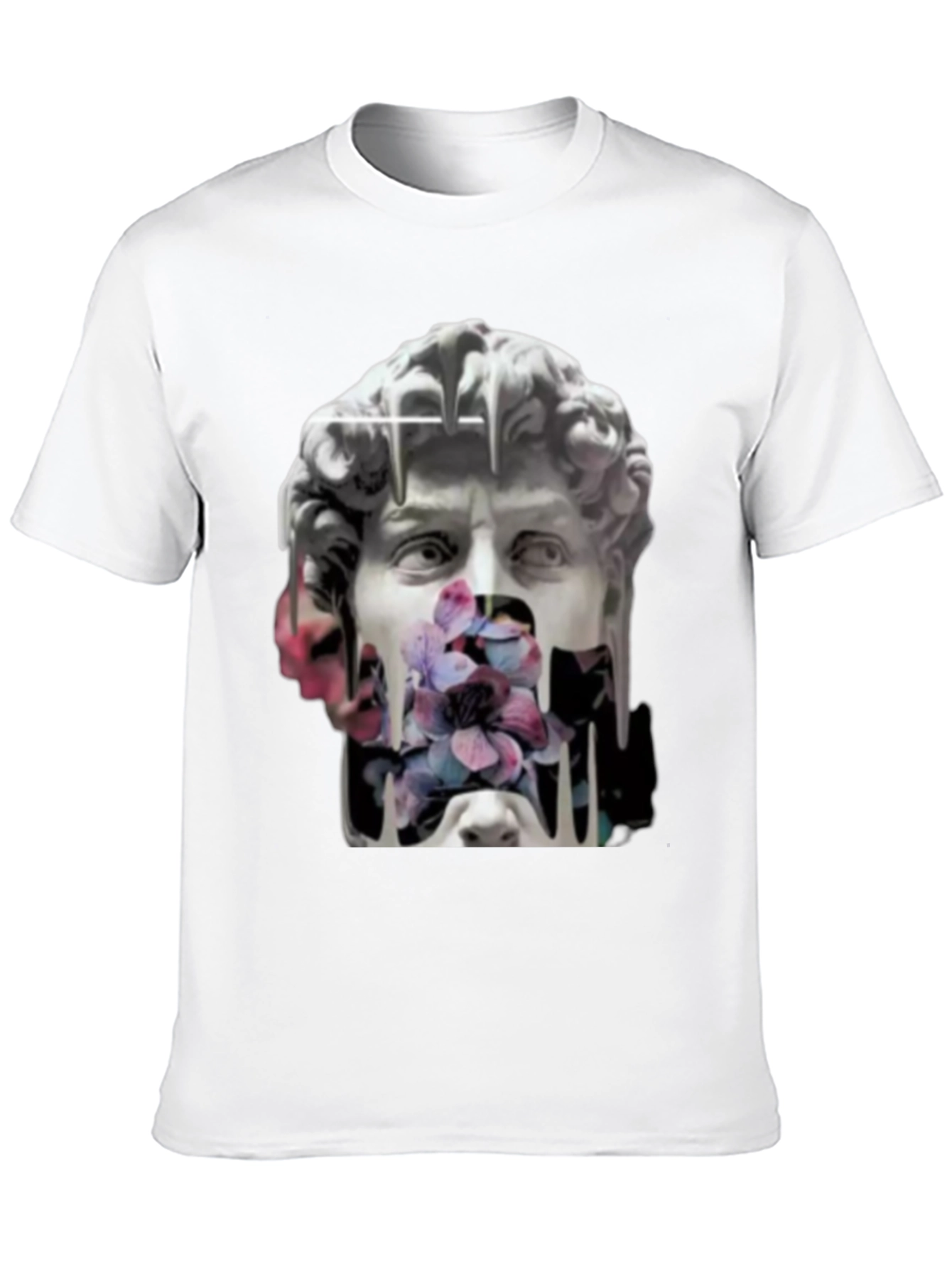 David Statue Floral Art T-Shirt - Black