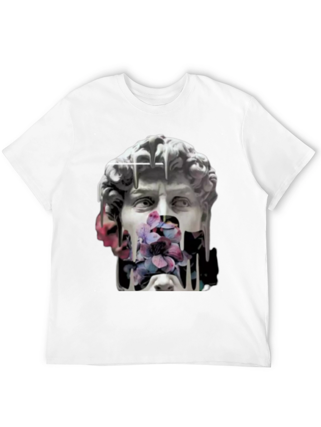 David Statue Floral Art T-Shirt - Black