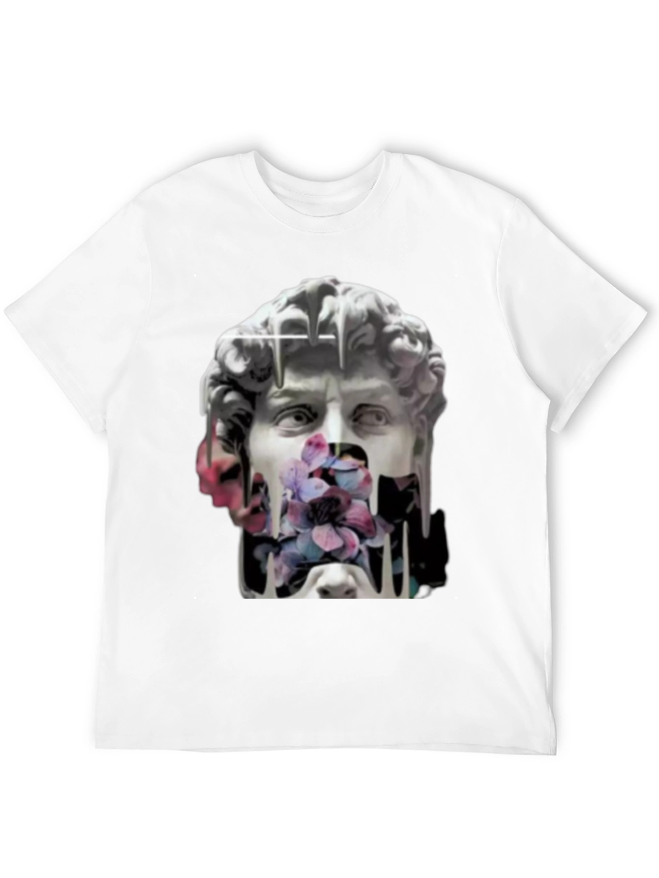 David Statue Floral Art T-Shirt - Black