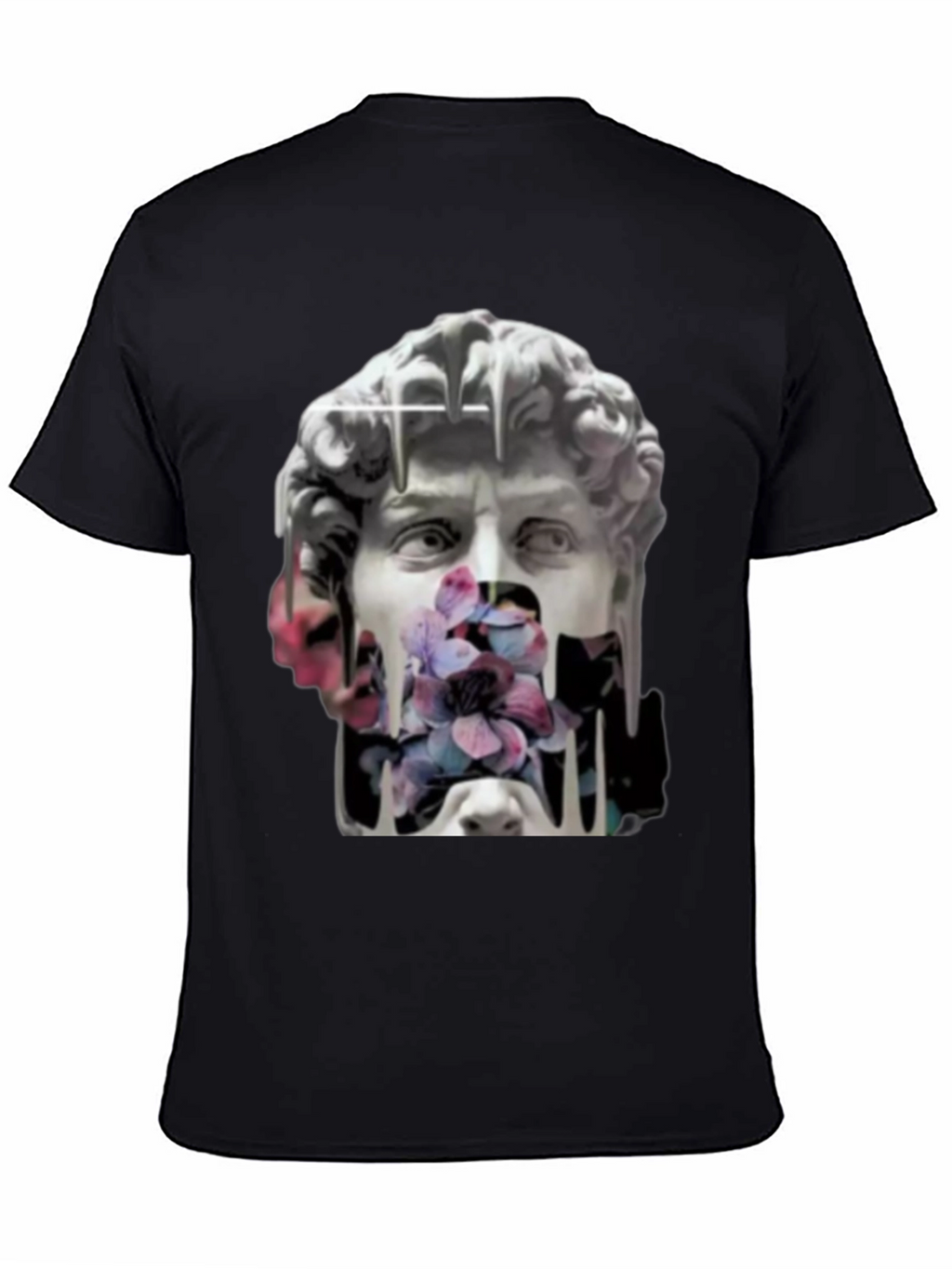 David Statue Floral Art T-Shirt - Black