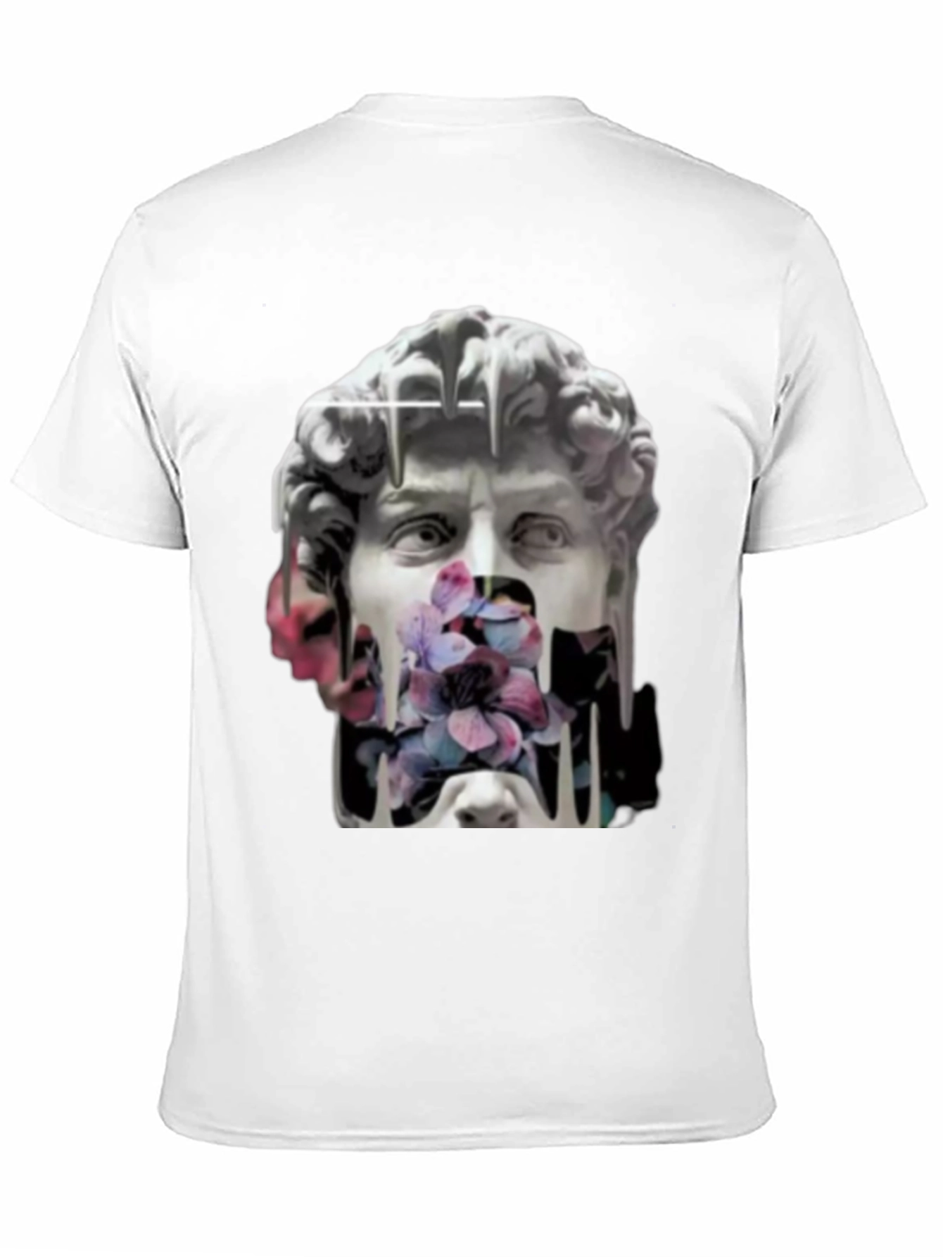David Statue Floral Art T-Shirt - Black