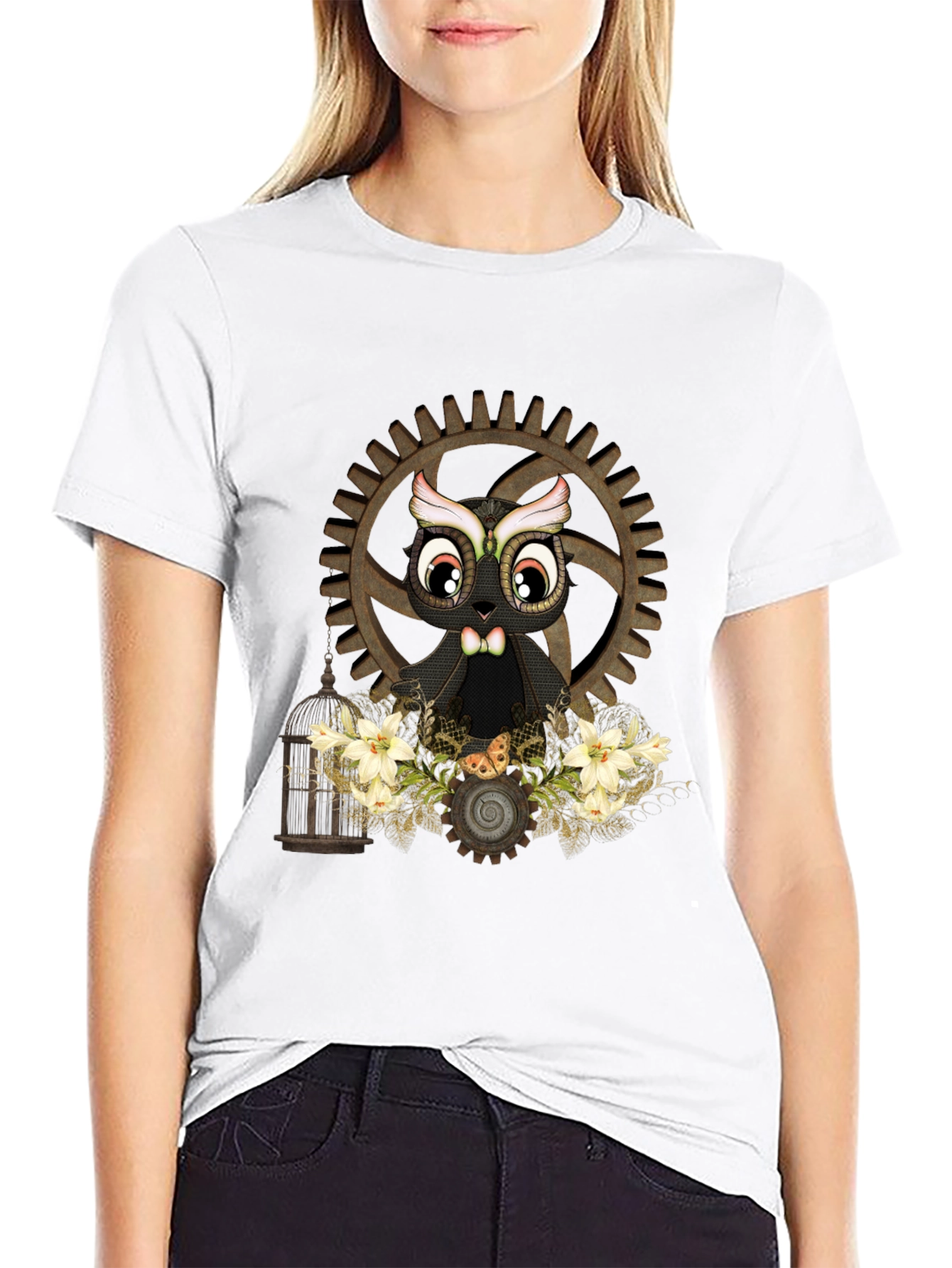 Steampunk Owl Graphic T-Shirt